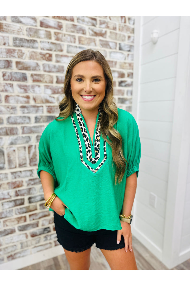 Green Leopard Top