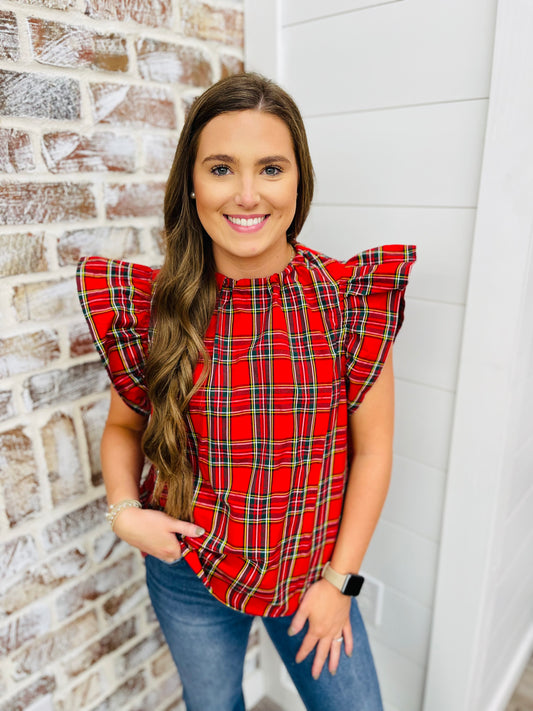 Red Ruffles & Plaid Top