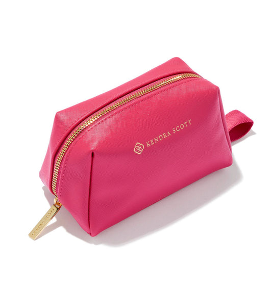 Kendra Scott| SMALL COSMETIC ZIP CASE GOLD HOT PINK