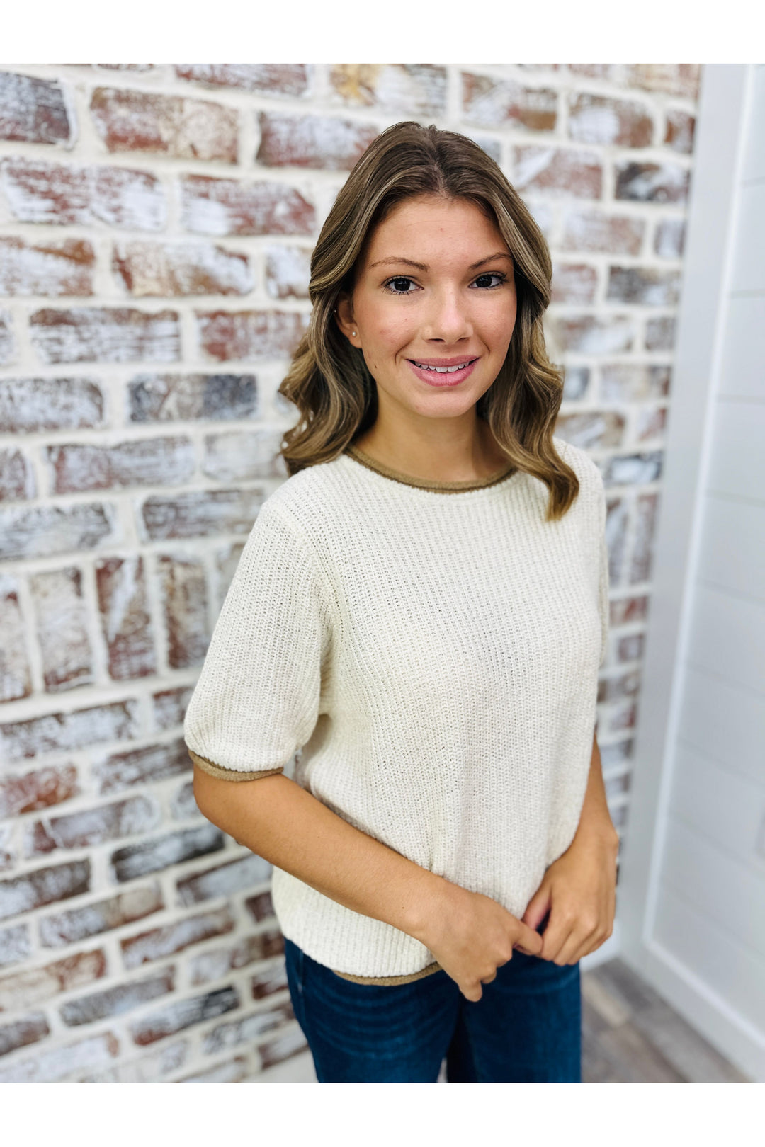 Oatmeal Contrast Top