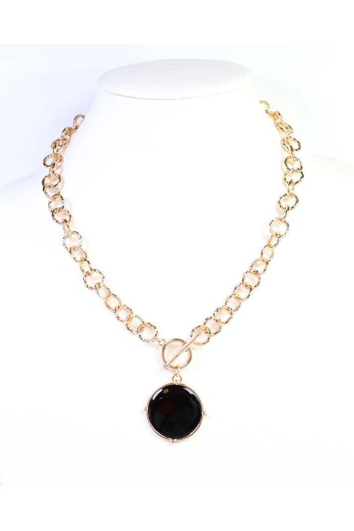 McKinley Pendant Toggle Necklace Black
