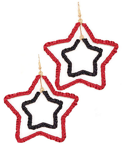 Raffia Double Star Earrings