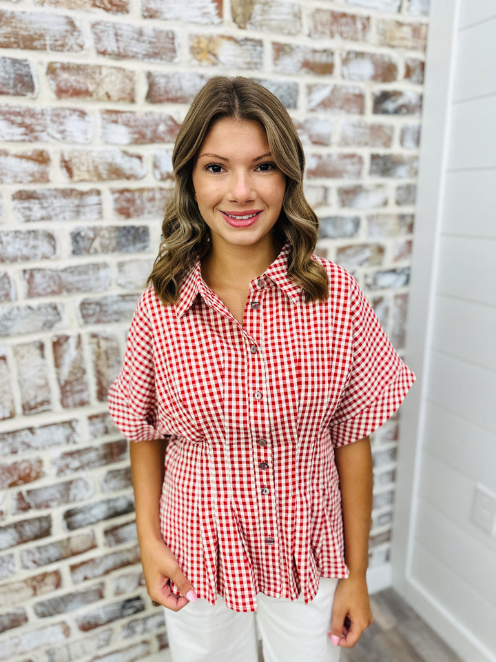 Cherry Check Top