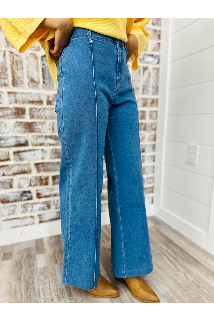 Denim High Rise Pants