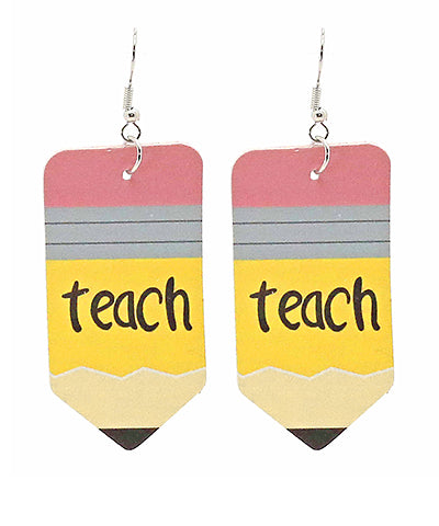 “TEACH" Pencil Earrings