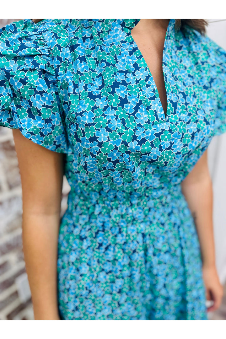 Navy Flowers Maxi Dress