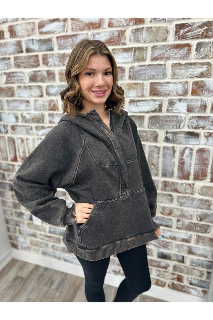 Black Acid Wash Hoodie