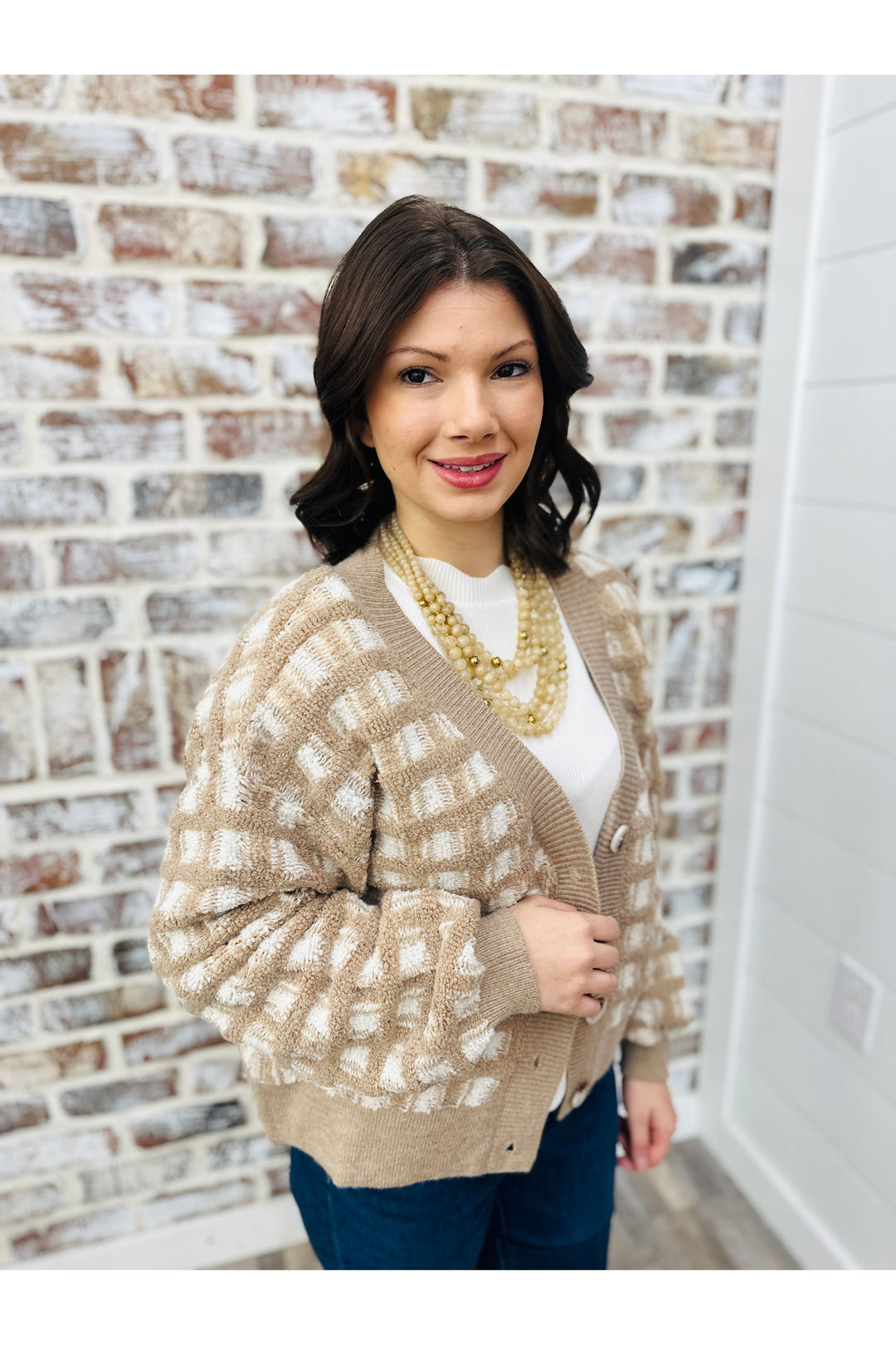 Neutral Squares Cardigan