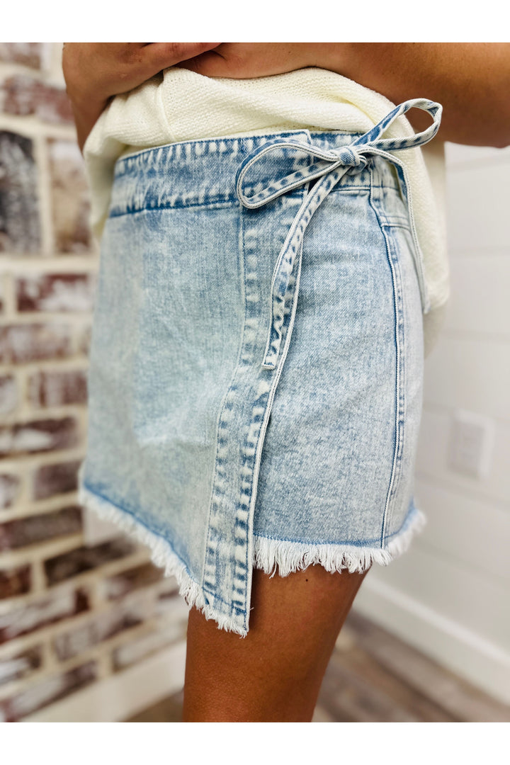 Washed Denim Skort