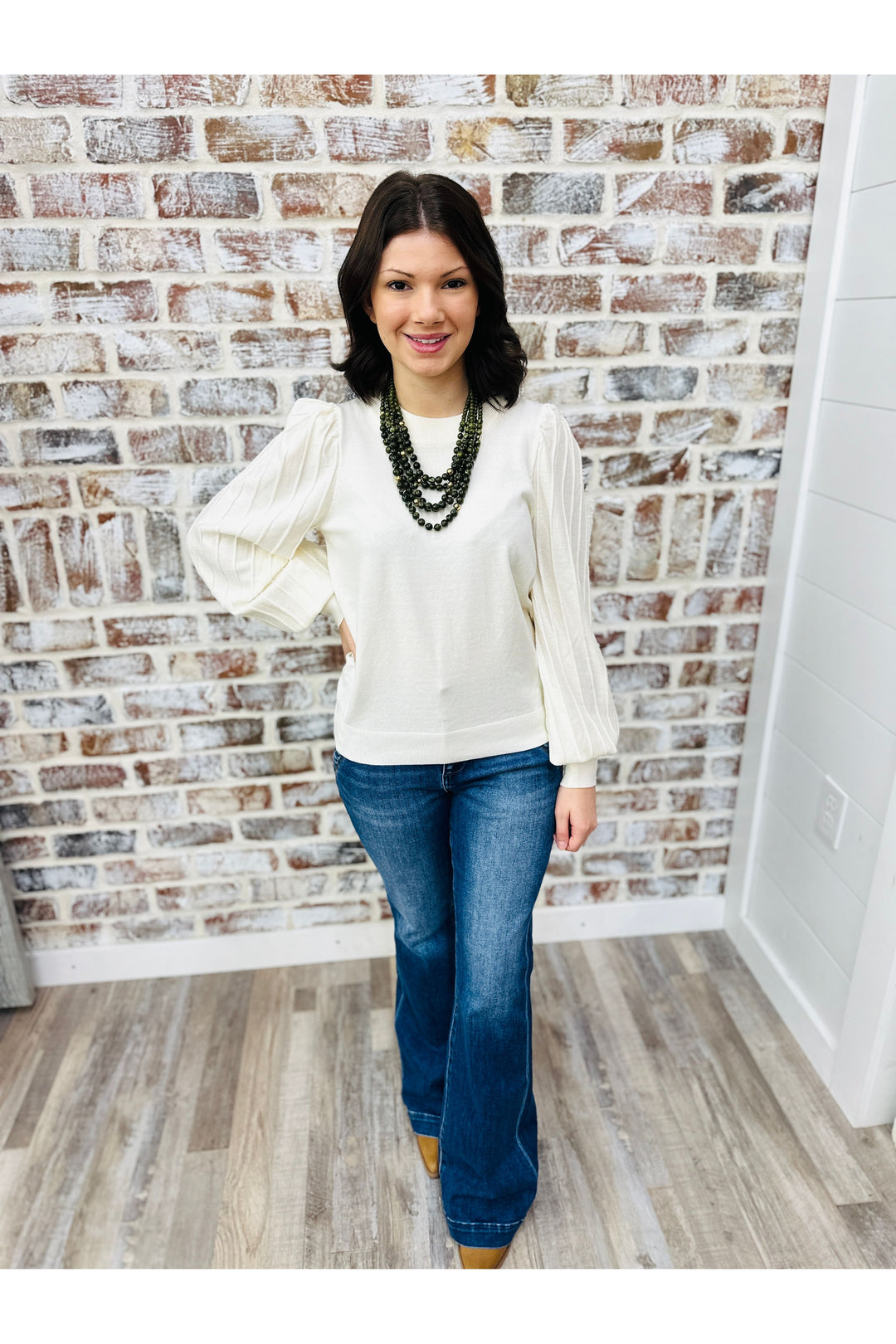 High Rise Flare Jeans With Double Button