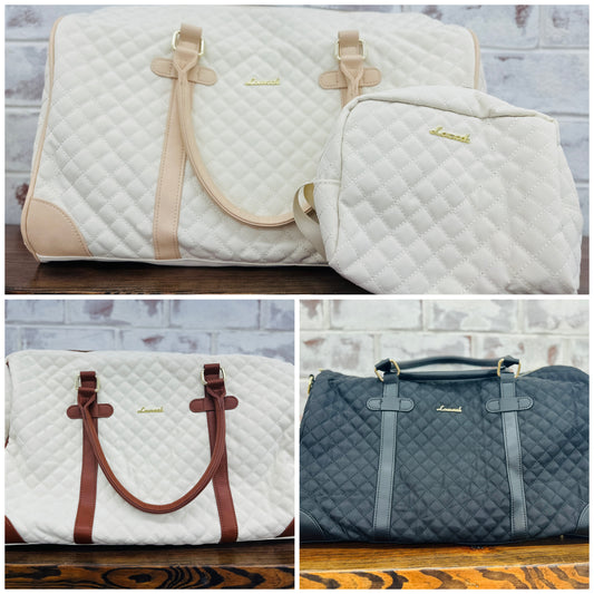 3 pc Quilted With Leather Straps~ Viral TikTok Bag