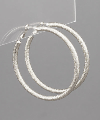 Silver 60mm Textrued Thick Hoops