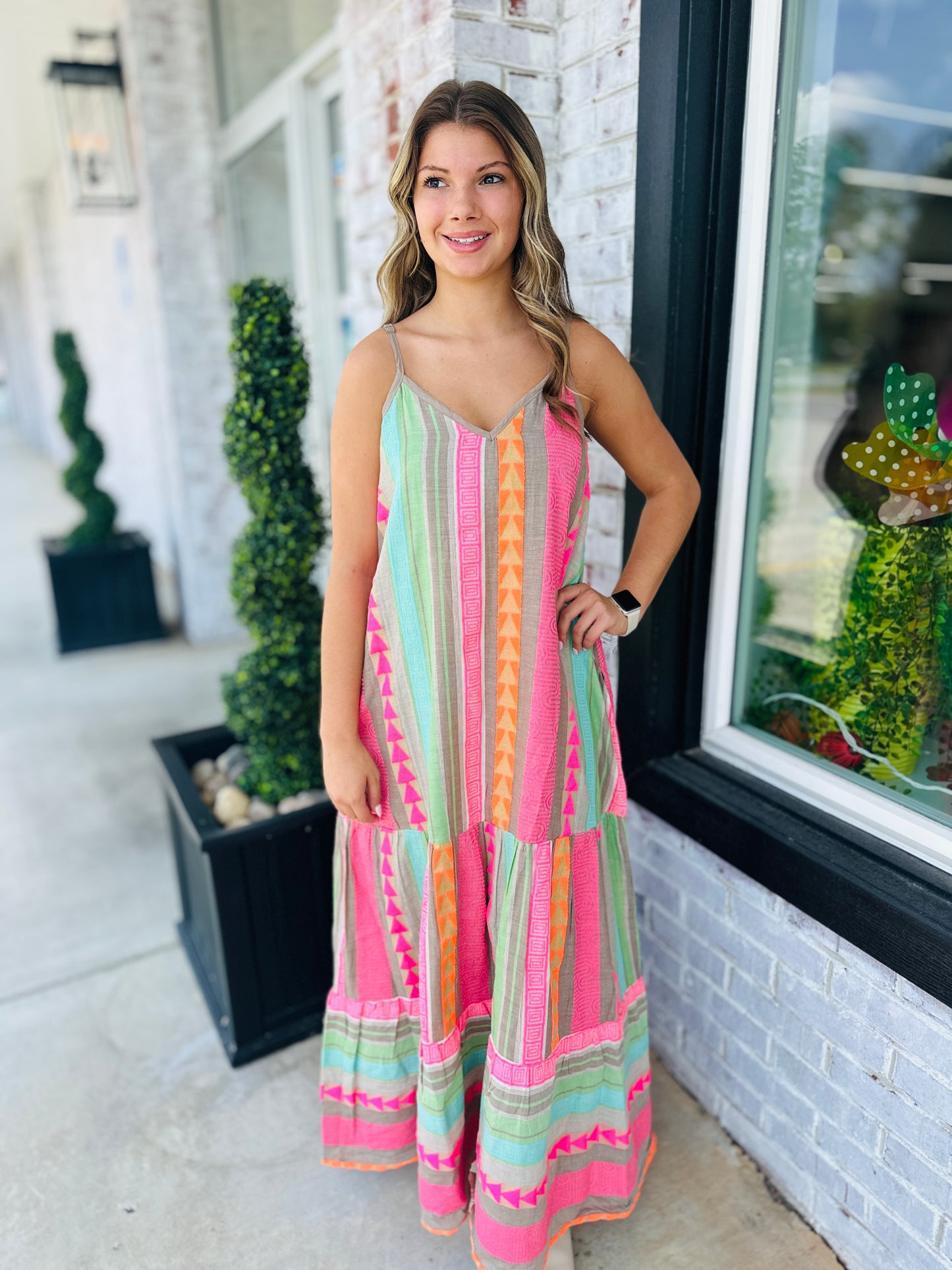 Neon Aztec Maxi Dress