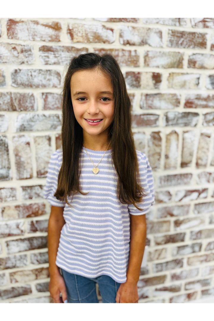 Youth Textured Stripe Knit Top - Lavender