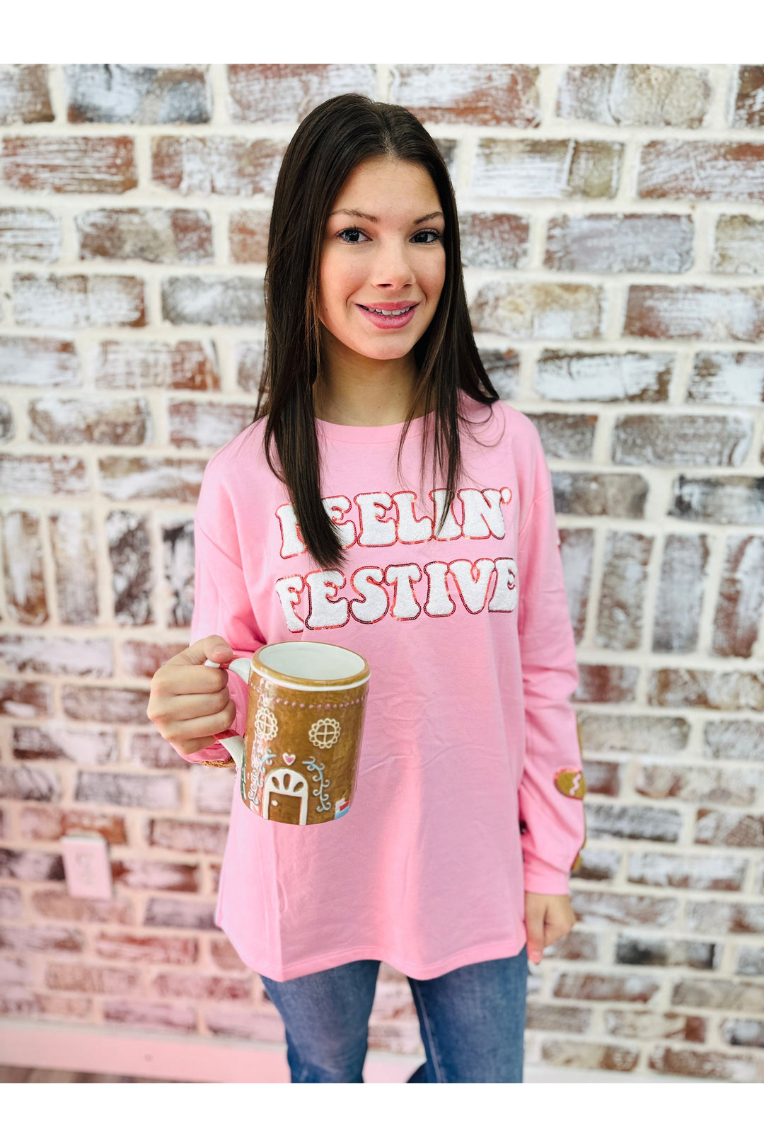 Feelin' Festive Pink Sweatshirt