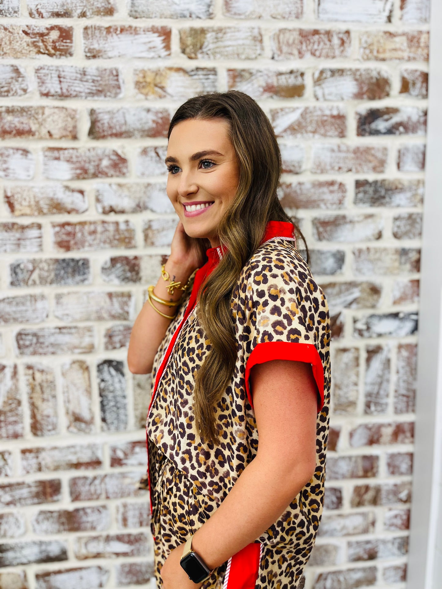 Red Leopard Top