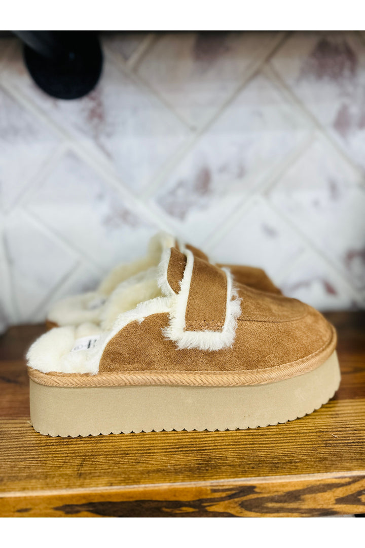 Corkys Veg Out Tobacco Faux Suede Platform Slide
