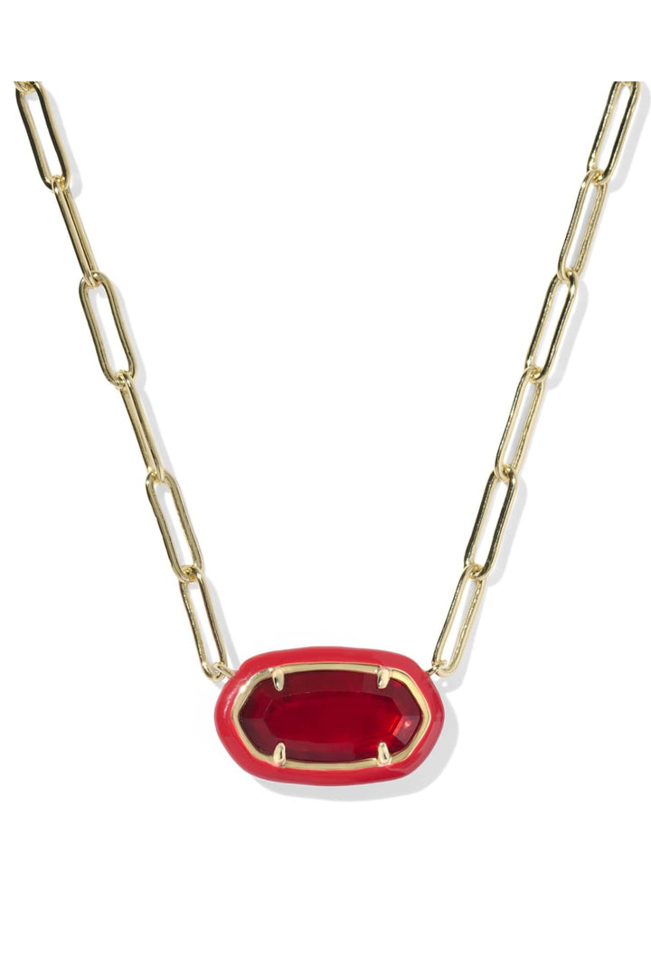 Kendra Scott | Elisa Enamel Frame Gold Paperclip Necklace Red Illusion