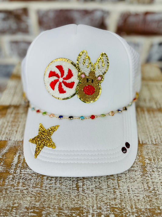 White reindeer hat