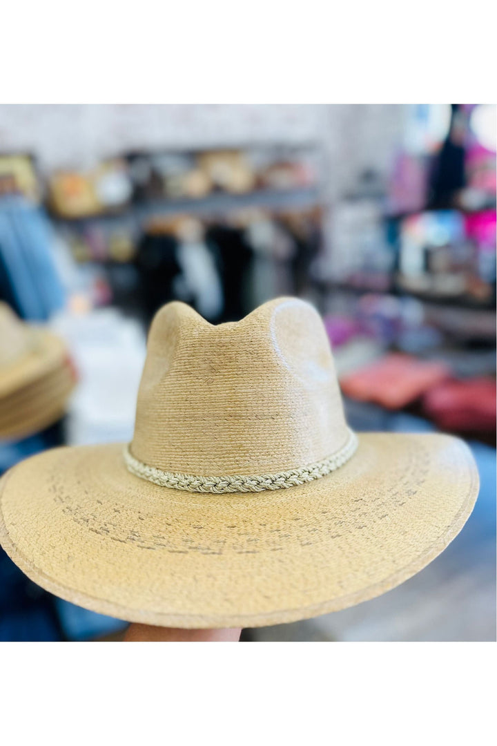 Tipsy Threads~ Natural Palm - Cabo Gold Braid Hat