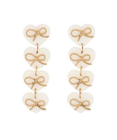 4 Heart Bow Tiered Earrings