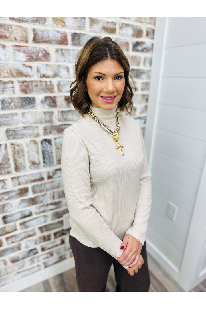 Pearl Glow Ribbed Top