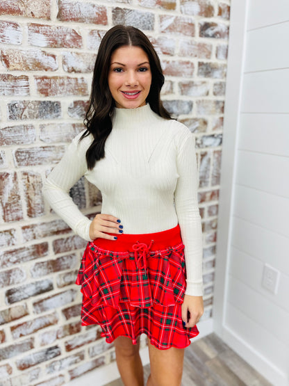 Plaid Mini Ruffle Skort