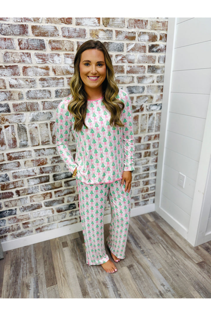 Mary Square| Winter Pines Pink Melody Pant PJ Set
