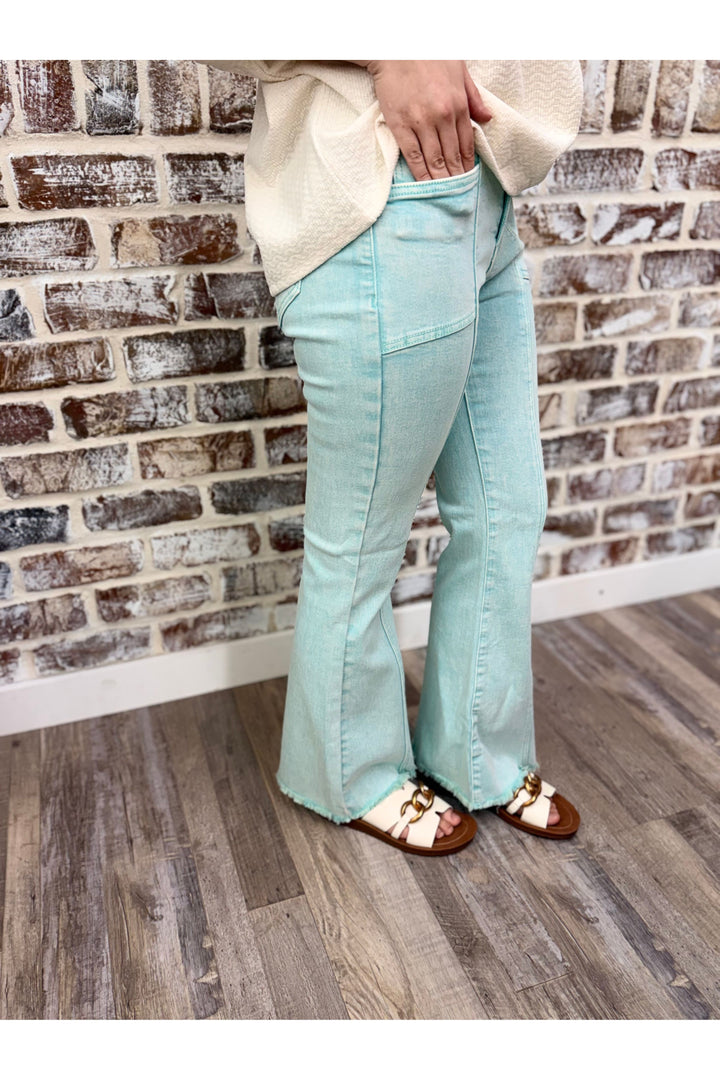 Mint~ High Rise Seam Bootcut Jeans