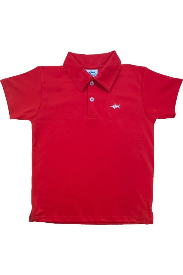 Youth red Saltwater Boys Co. Signature short sleeve polo.