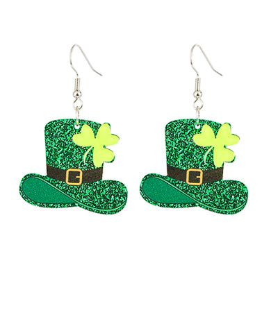 Glitter Leprechaun Top Hat Earrings