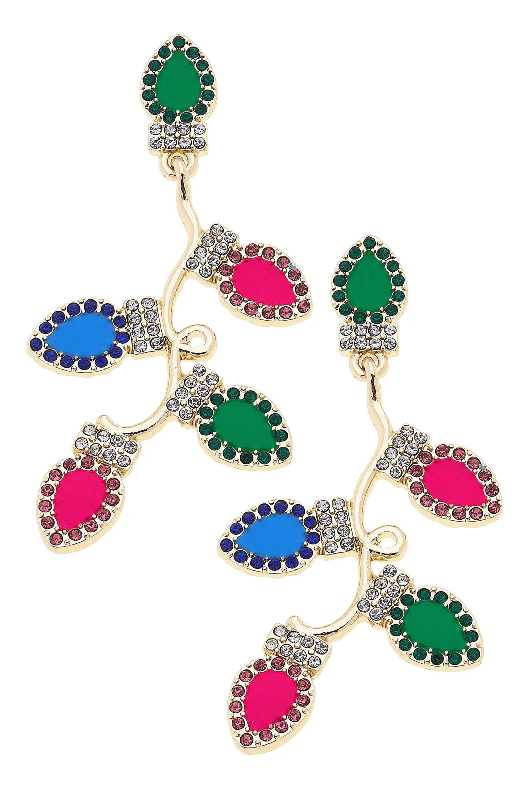 Rhinestone Christmas Lights Earrings 