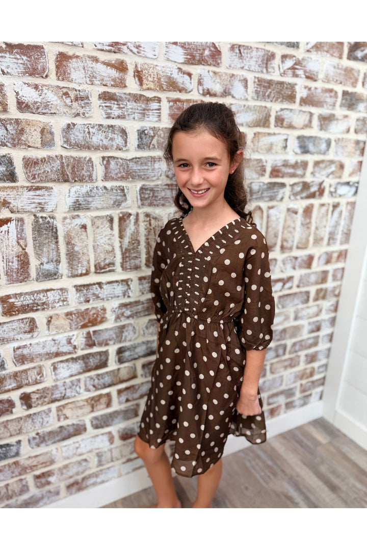 Girls Smock Polka Dot Dress
