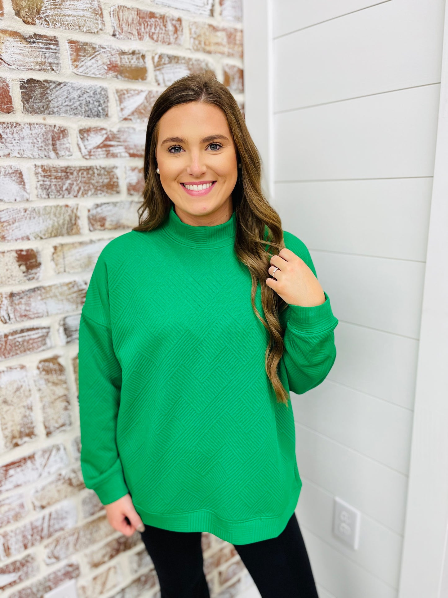 Green Textured Pocket Top