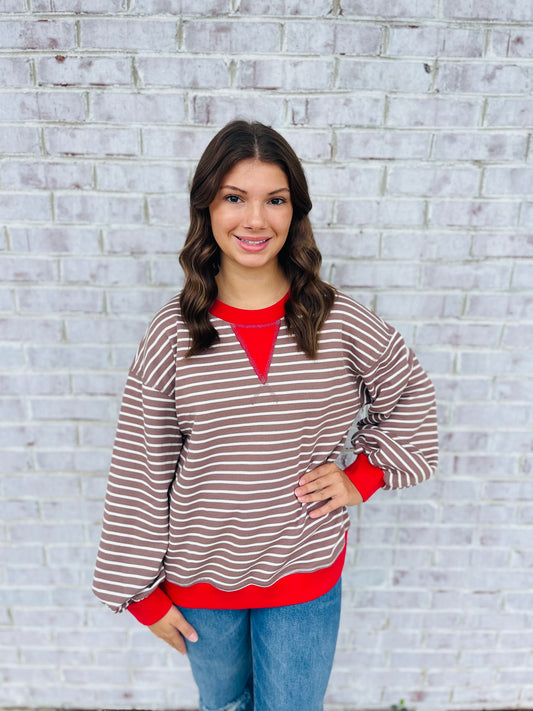 Mocha Stripe Latte Top