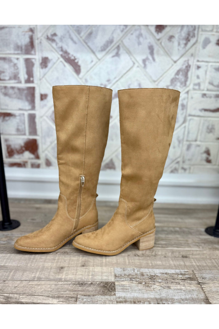 Apricot color knee high boots