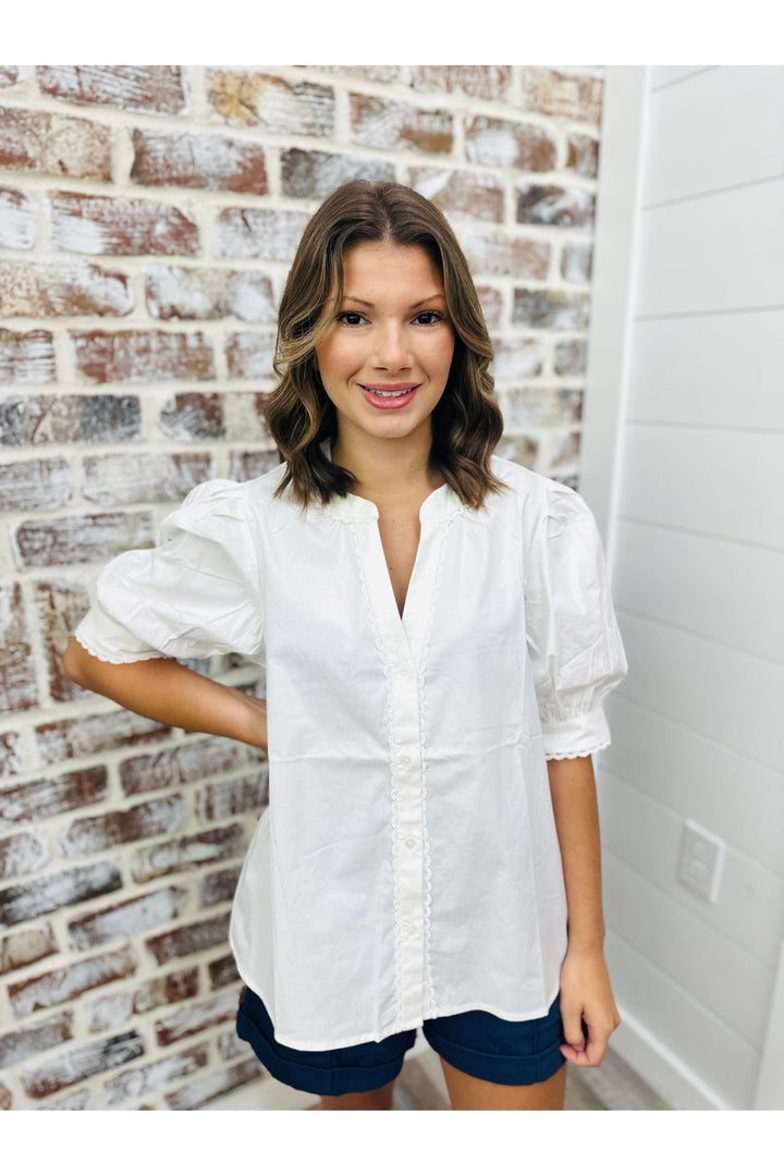 Mary Square| Elaine Top | White