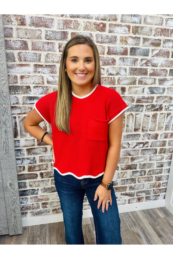 Red Hot Varsity Top