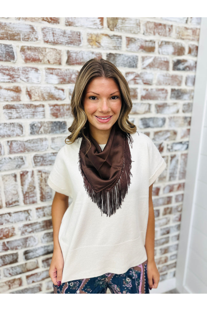 Cream Cap Sleeve Knit Top