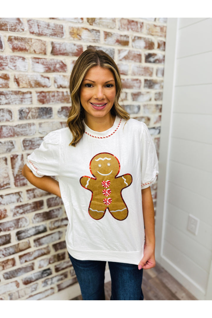Gingerbread Man Patch Top