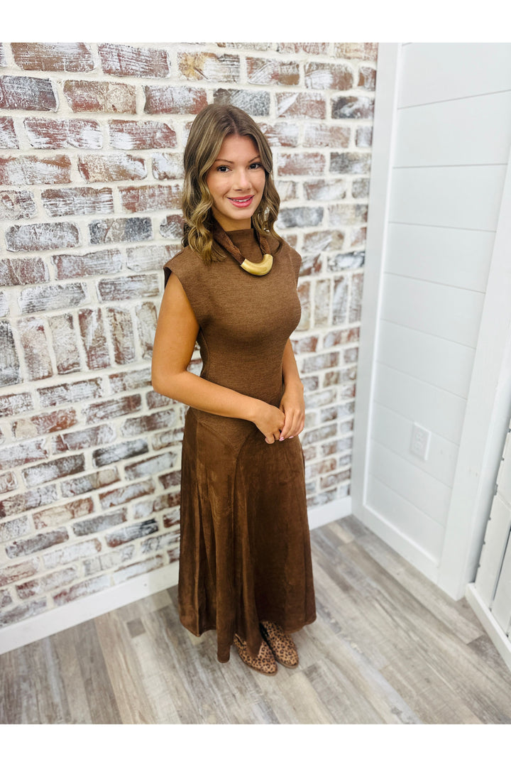 Suede Sophistication Midi Dress