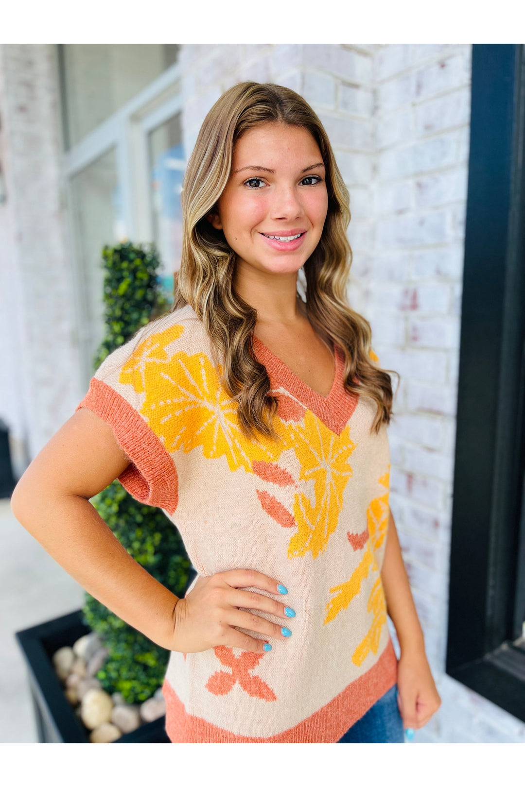 Faded Flowers Sweater Vest
