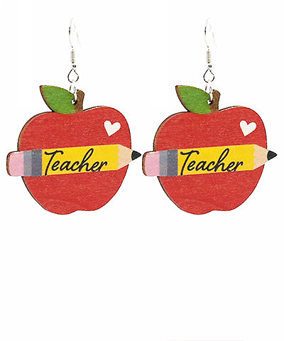 “Teacher" Apple & Pencil Earrings