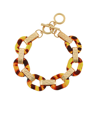 Linked Acrylic & Textured Oval Bracelet