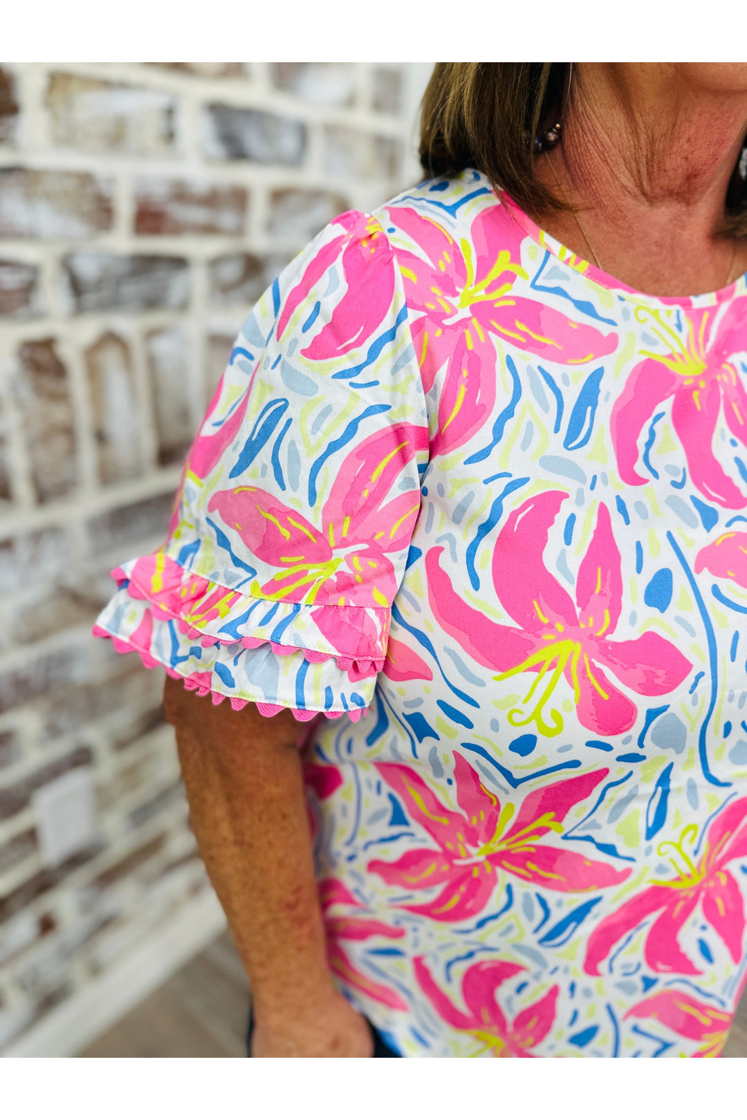 Mary Square| Hibiscus Harmony Cassidy Top