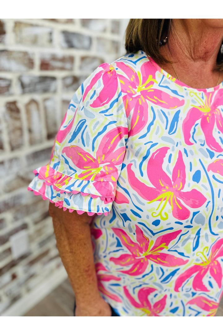 Mary Square| Hibiscus Harmony Cassidy Top