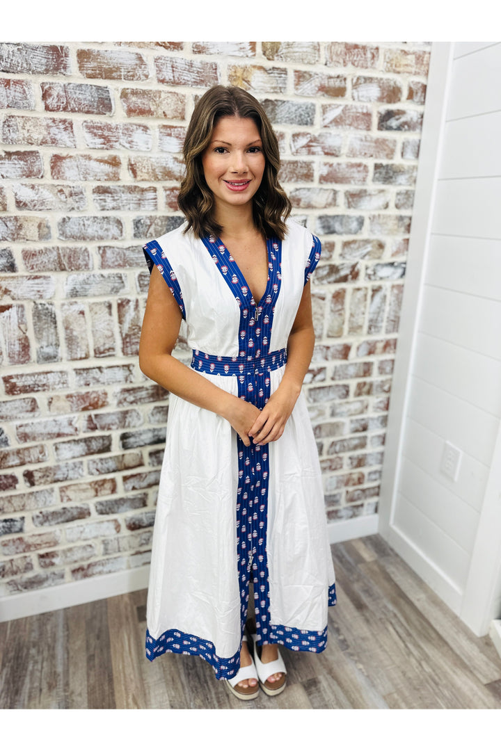 Trimmed In Floral Midi Dress
