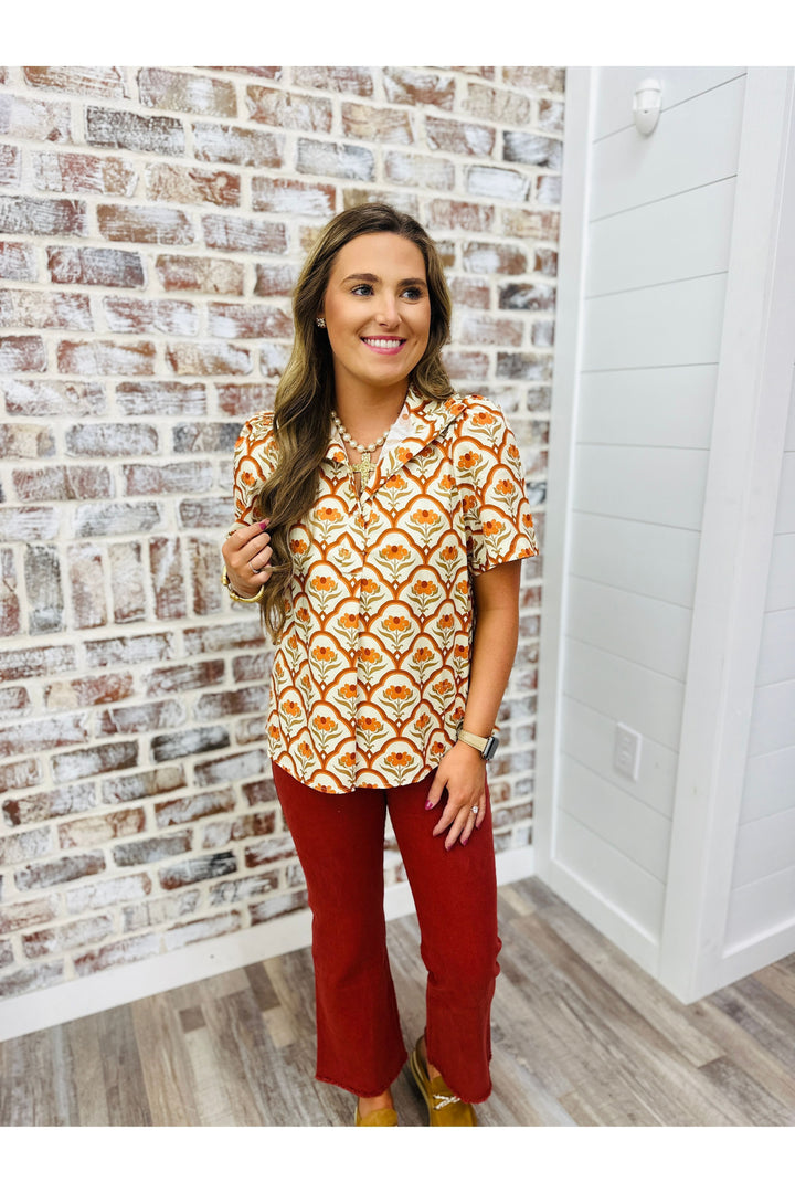 Rust High Waisted Flare Pants