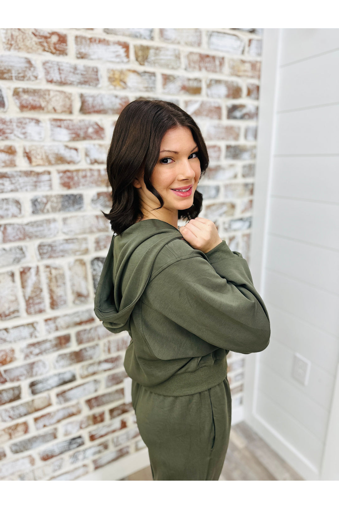 Dark Olive Modal Zip Jacket