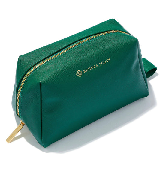 Kendra Scott| LARGE COSMETIC ZIP CASE GOLD GREEN